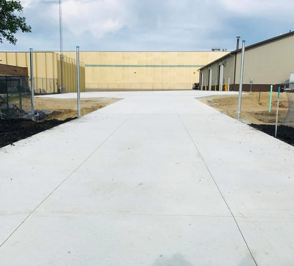Commercial concrete approach poured between two buildings